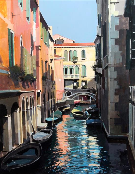 § Jeremy Barlow (1945-) A.R.O.I A Venetian backwater 28.5 x 23in.